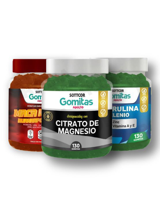 PACK GOMITAS CITRATO DE MAGNESIO,GOMITAS MACA NEGRA Y ESPIRULINA - 1