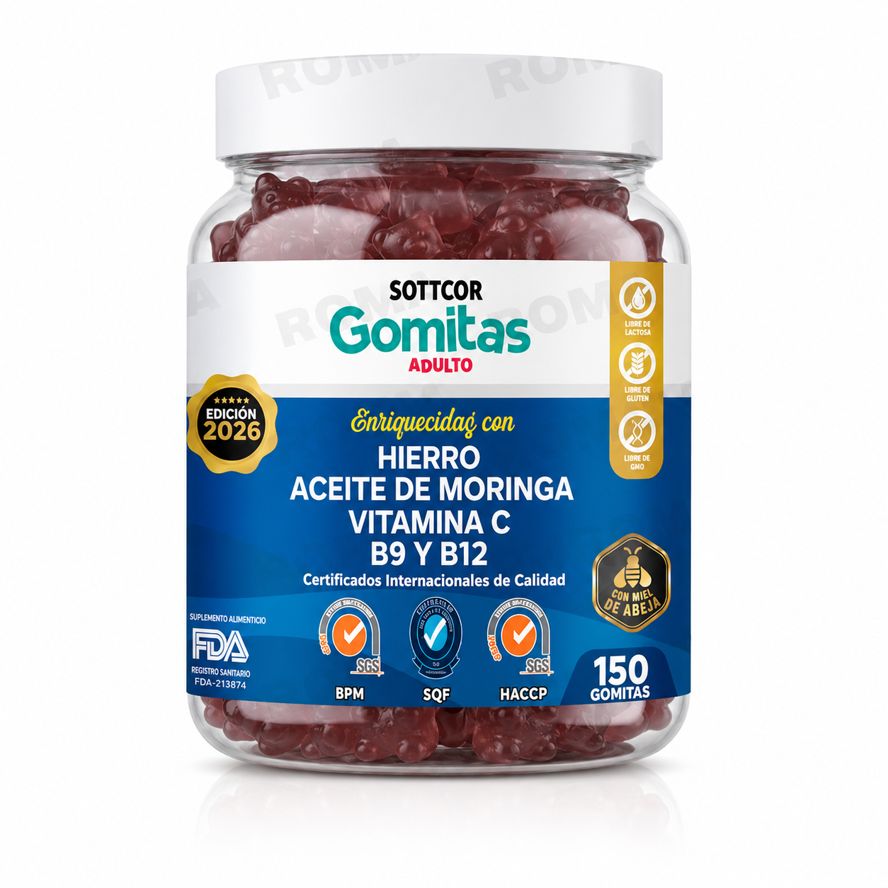 GOMITAS HIERRO PARA ADULTOS 150 GOMITAS SOTTCOR LABS - 1