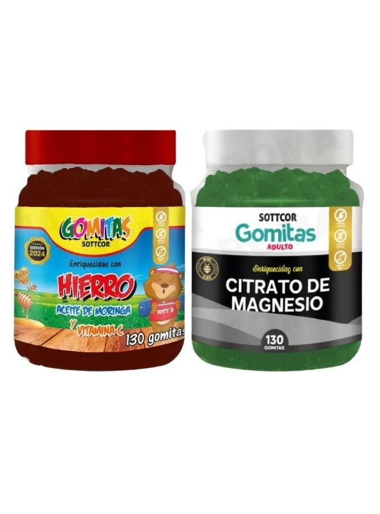 PACK 2 GOMITAS HIERRO NIÑOS + CITRATO DE MAGNESIO ADULTO 260 UND - 1