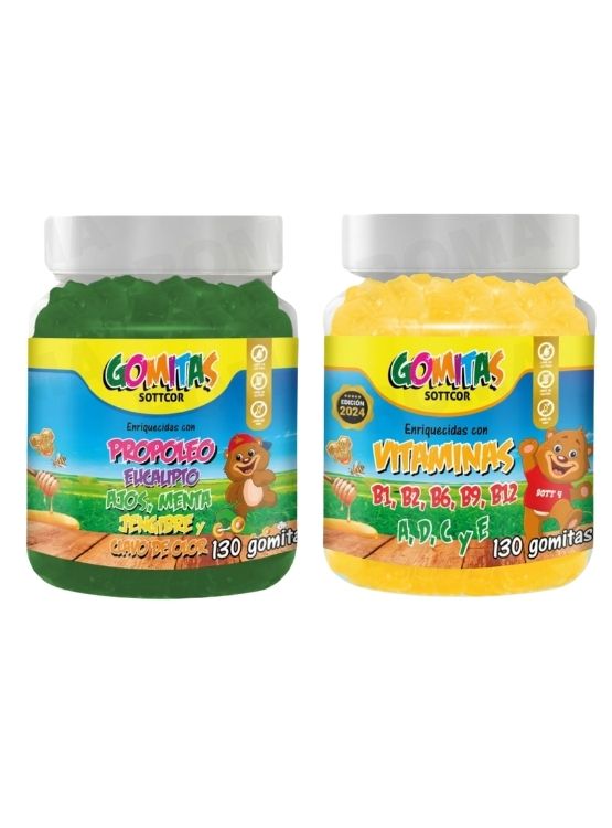 PACK 2 GOMITAS PROPÓLEO NIÑOS 130UND + GOMITAS VITAMINAS NIÑOS 130UND - 1