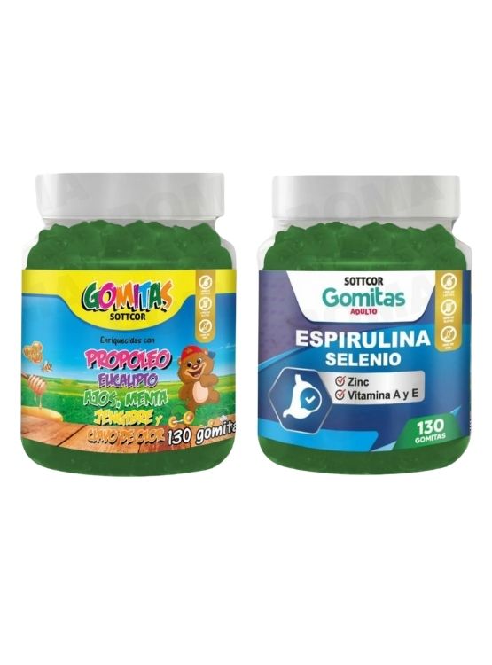 PACK 2 GOMITAS PROPÓLEO NIÑOS 130UND + GOMITAS ESPIRULINA SELENIO 130UND - 1