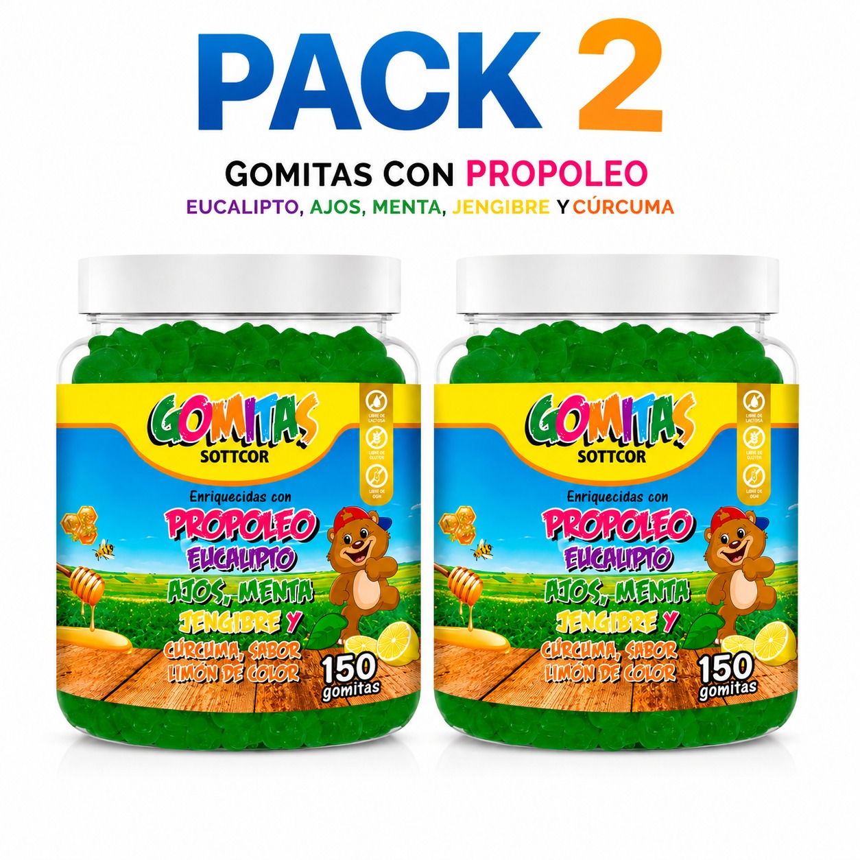 PACK 2 GOMITAS PROPÓLEO NIÑOS 300 GOMITAS SOTTCOR LABS - 1