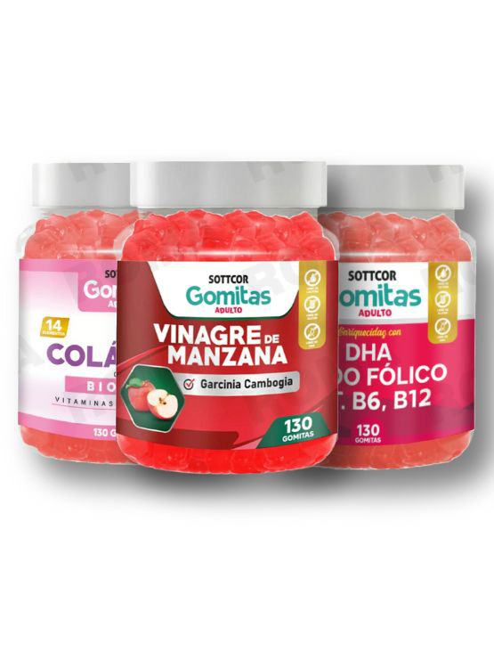 PACK GOMITAS VINAGRE DE MANZANA, GOMITAS COLAGENO Y GOMITAS DHA - 1
