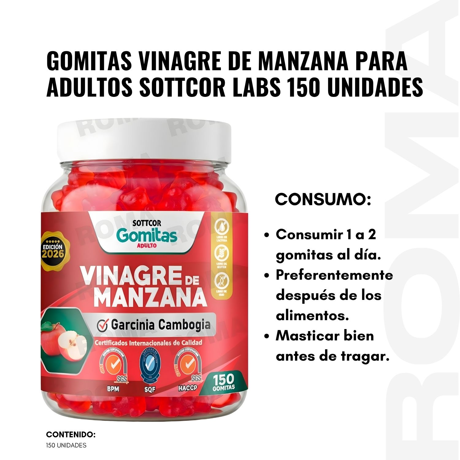 GOMITAS VINAGRE DE MANZANA 150 UND SOTTCOR LABS - 3