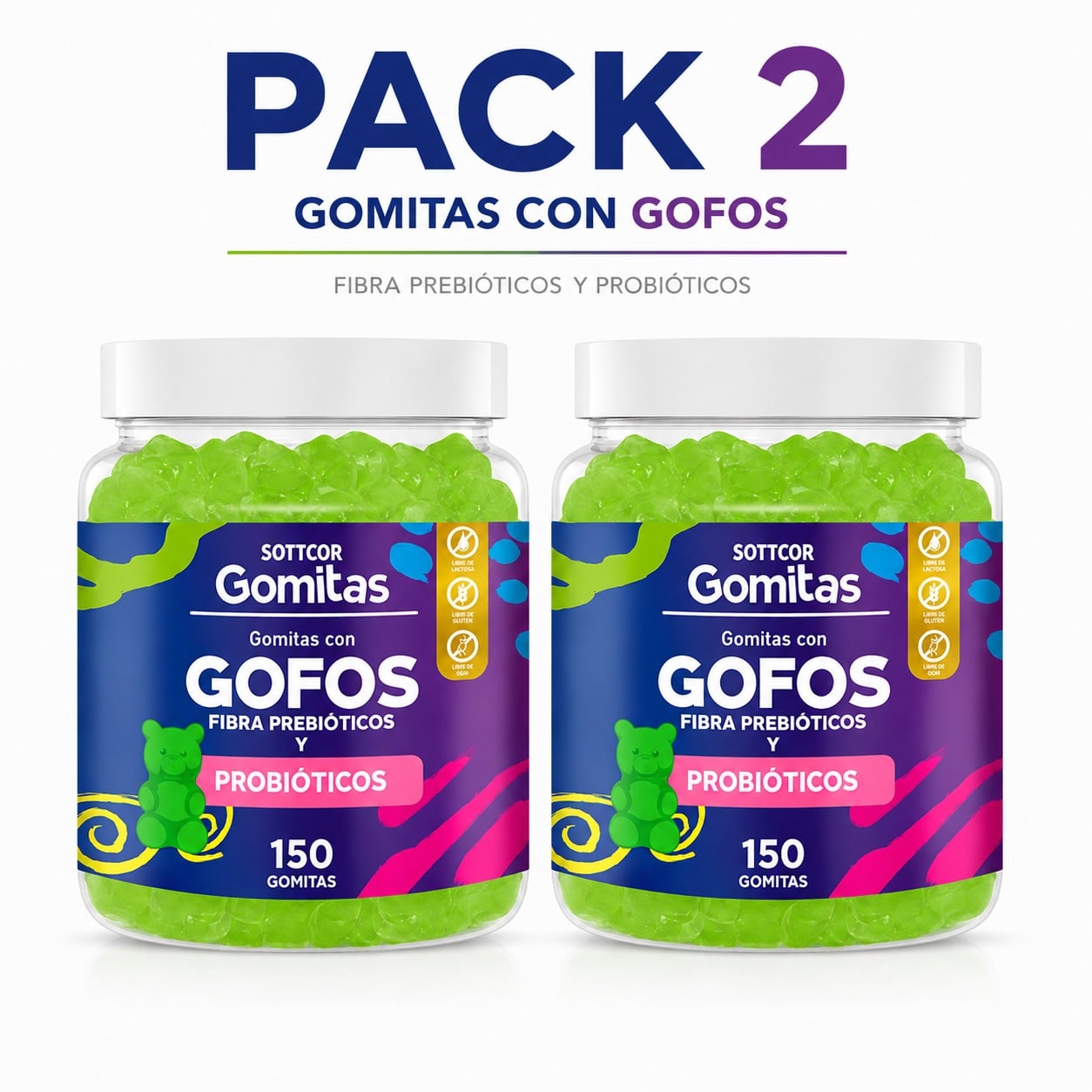 PACK 2 GOMITAS GOFOS NIÑOS 300 GOMITAS SOTTCOR LABS - 1