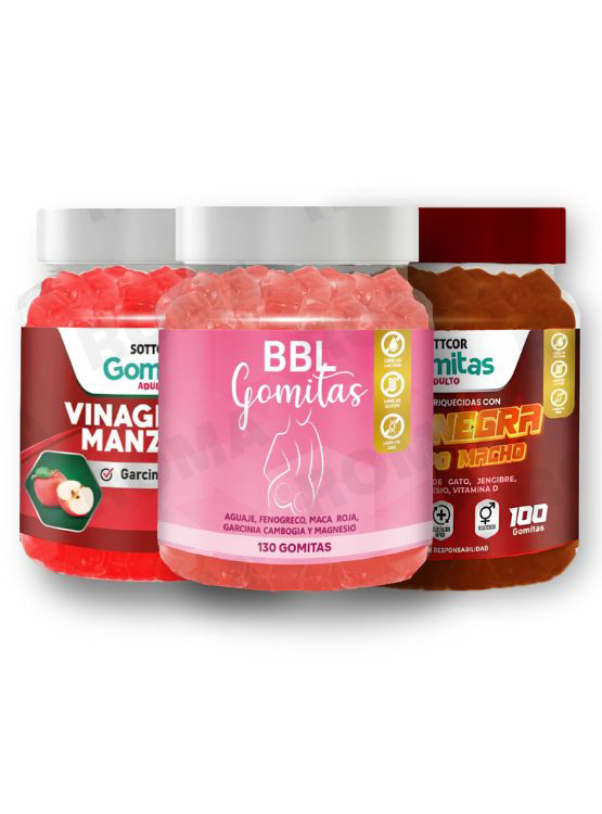 PACK GOMITAS BBL AGUAJE,GOMITAS VINAGRE DE MANZANA Y GOMITA MACA NEGRA - 1