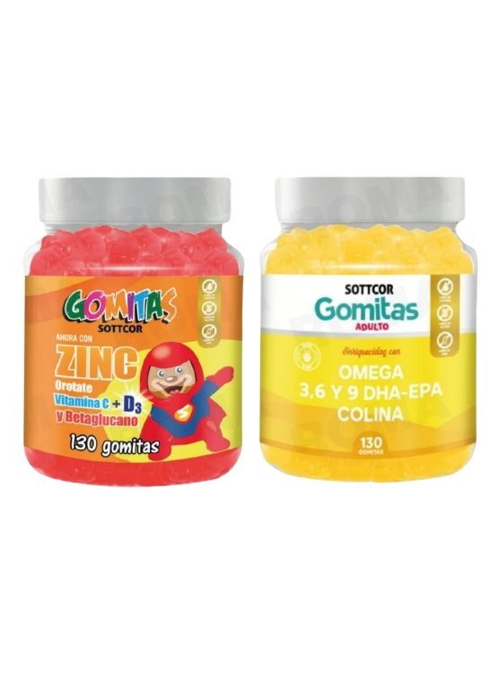 PACK 2 GOMITAS ZINC OROTATE NIÑOS 130UND + GOMITAS OMEGA 3 130UND - 1