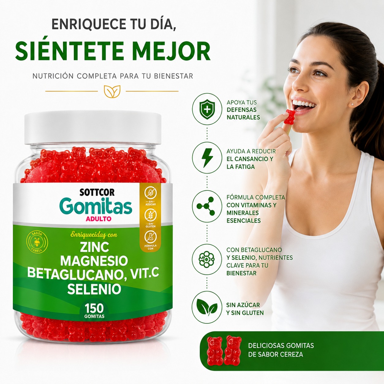 PACK 3 GOMITAS ZINC PARA ADULTOS 450 GOMITAS SOTTCOR LABS - 2
