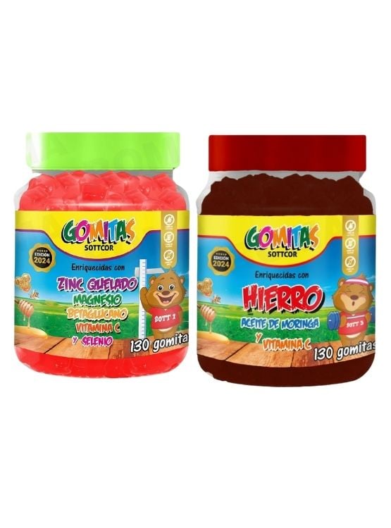 PACK 2 GOMITAS ZINC QUELADO NIÑOS + HIERRO NIÑOS 260 UND - 1