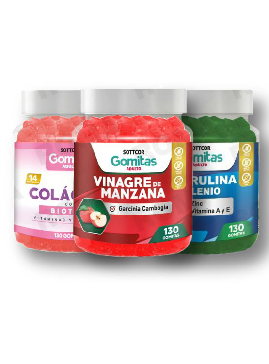 PACK GOMITAS VINAGRE DE MANZANA, GOMITAS COLAGENO Y GOMITAS ESPIRULINA - 1