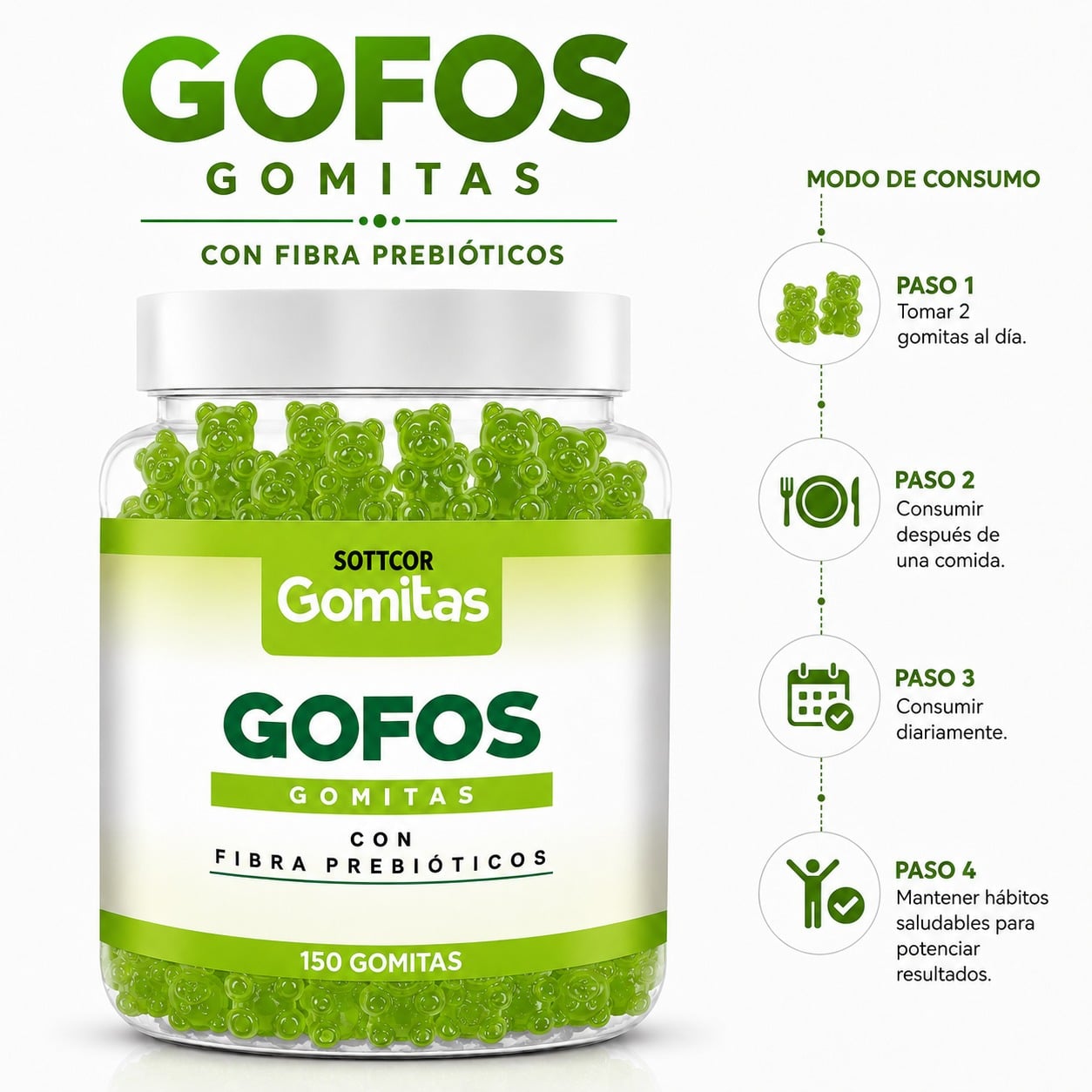 GOMITAS GOFOS PARA ADULTOS 150 GOMITAS SOTTCOR LABS - 3