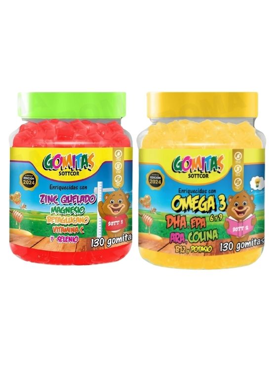 PACK 2 GOMITAS ZINC QUELADO NIÑOS + OMEGA 3 NIÑOS 260 UND - 1