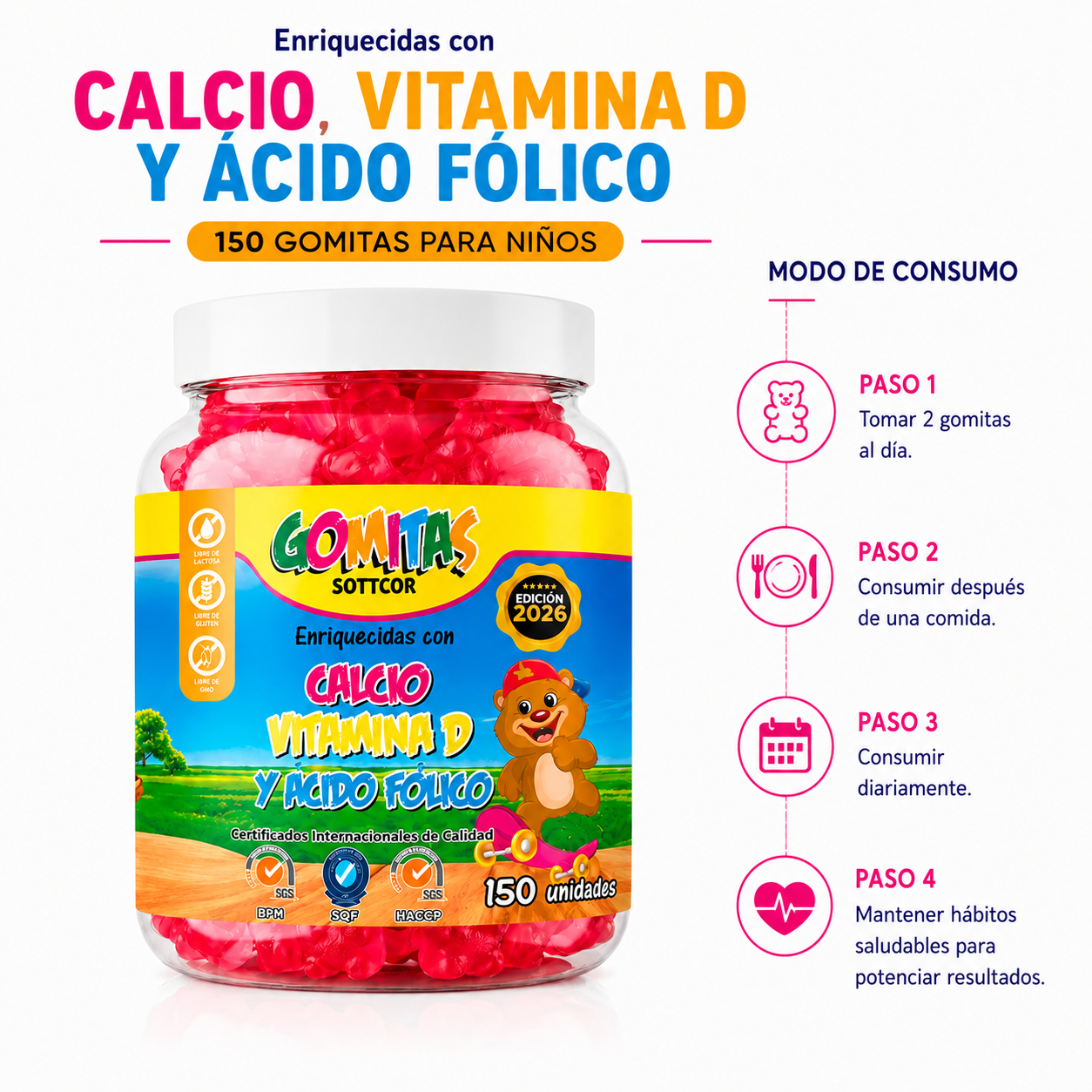 PACK 3 GOMITAS CALCIO NIÑOS  450 GOMITAS SOTTCOR LABS - 3
