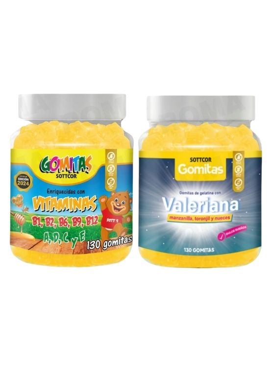 PACK 2 GOMITAS VITAMINAS PARA NIÑOS + GOMITAS VALERIANA ADULTOS 260 UND - 1