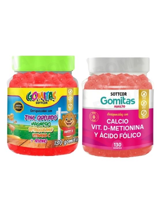 PACK 2 GOMITAS ZINC QUELADO NIÑOS + CALCIO ADULTOS 130 UND - 1