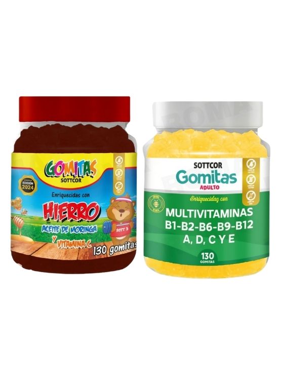 PACK 2 GOMITAS HIERRO NIÑOS  + MULTIVITAMINAS ADULTOS 260 UND - 1