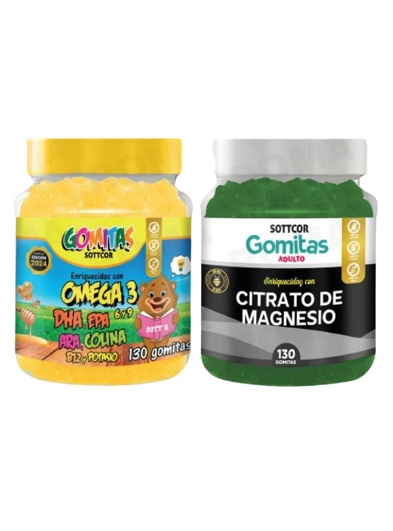 PACK 2 GOMITAS OMEGA 3 NIÑOS + CITRATO DE MAGNESIO ADULTO 260 UND - 1