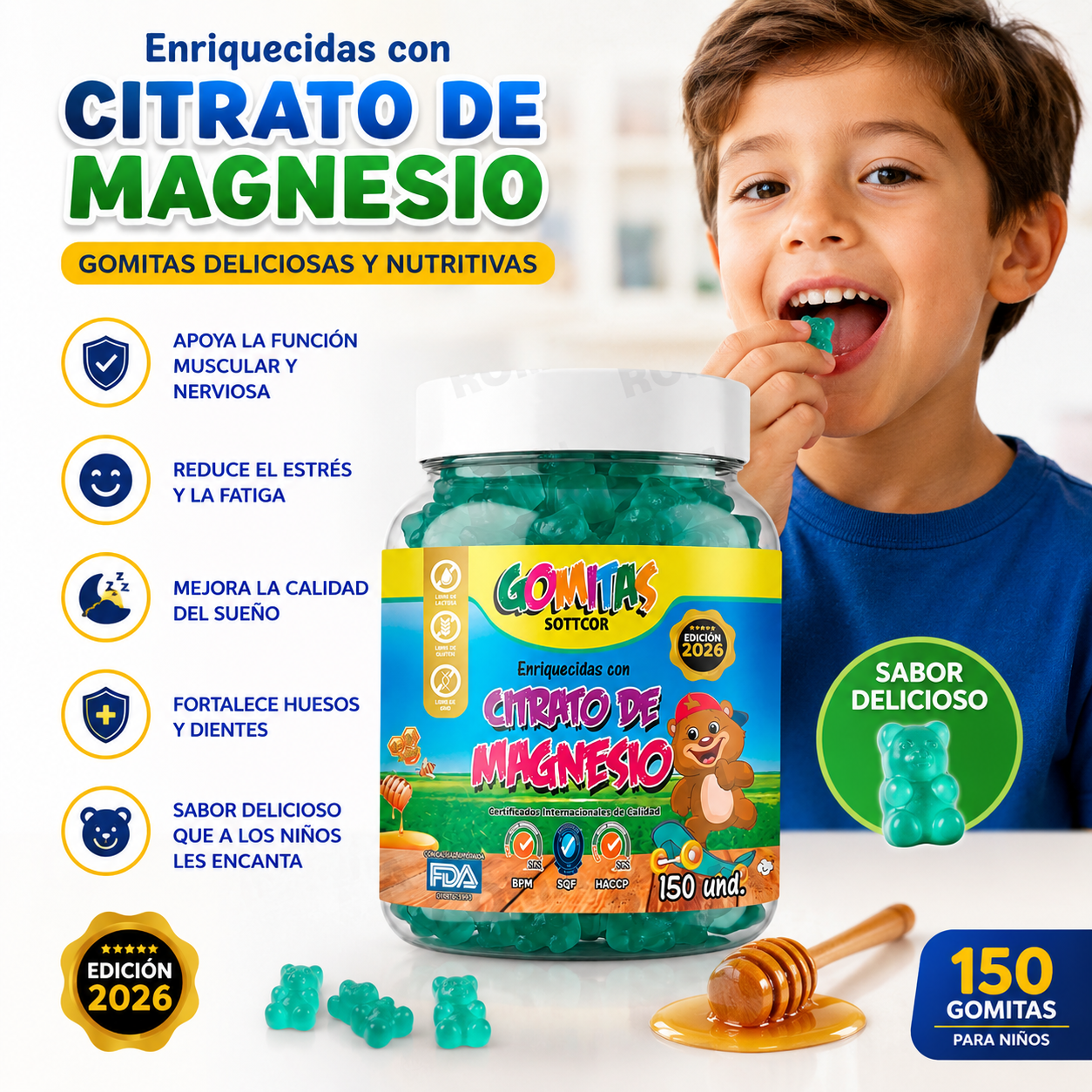 GOMITAS CITRATO DE MAGNESIO NIÑOS 150 GOMITAS SOTTCOR LABS - 2
