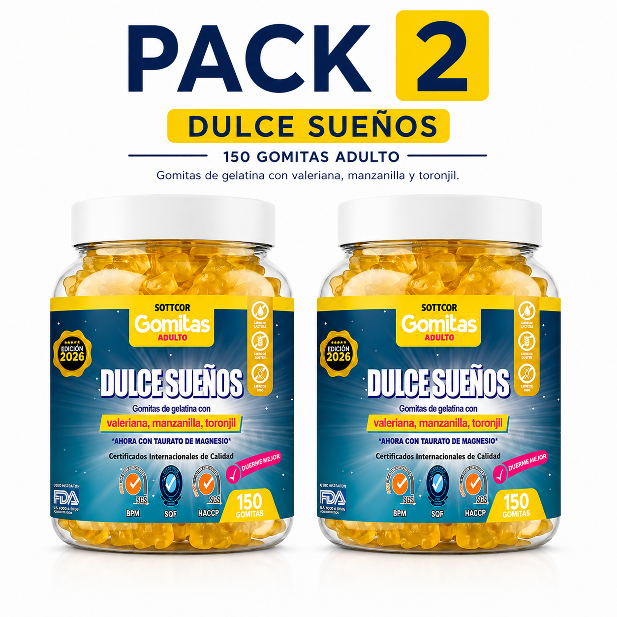PACK 2 GOMITAS DULCES SUEÑOS CON VALERIANA 300 UND SOTTCOR LABS - 1