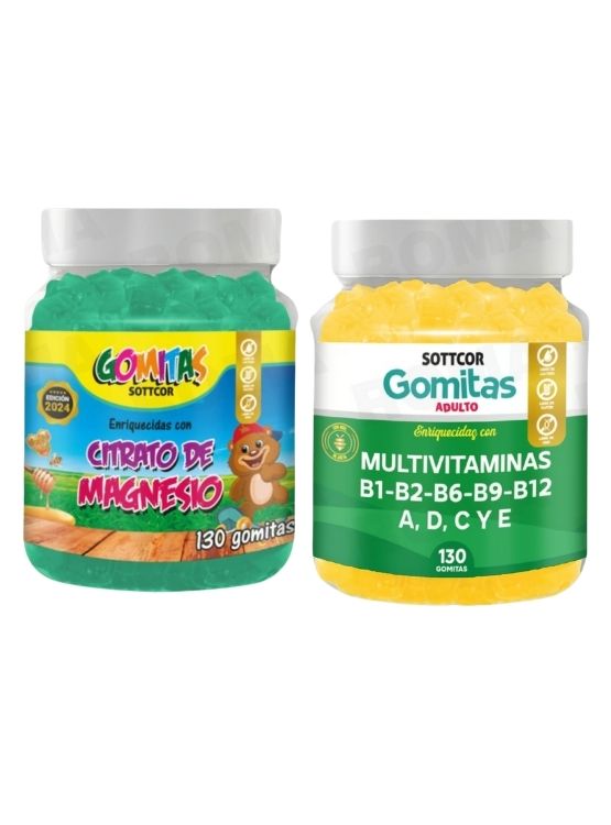 PACK 2 CITRATO DE MAGNESIO NIÑOS + MULTIVITAMINAS ADULTOS 260 UND - 1