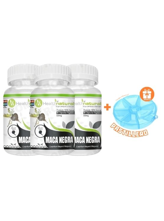 PACK 3 MACA NEGRA HEALTHNATURAL 1500MG + REGALO PASTILLERO - 1