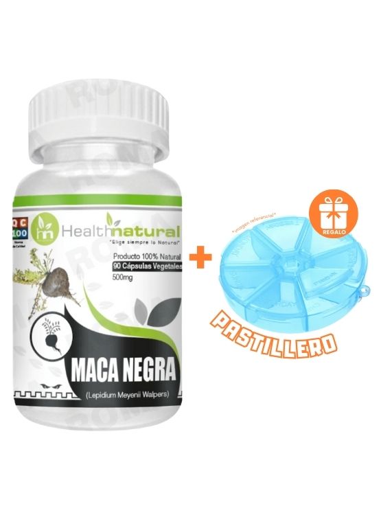 MACA NEGRA HEALTHNATURAL 500MG + REGALO PASTILLERO - 1