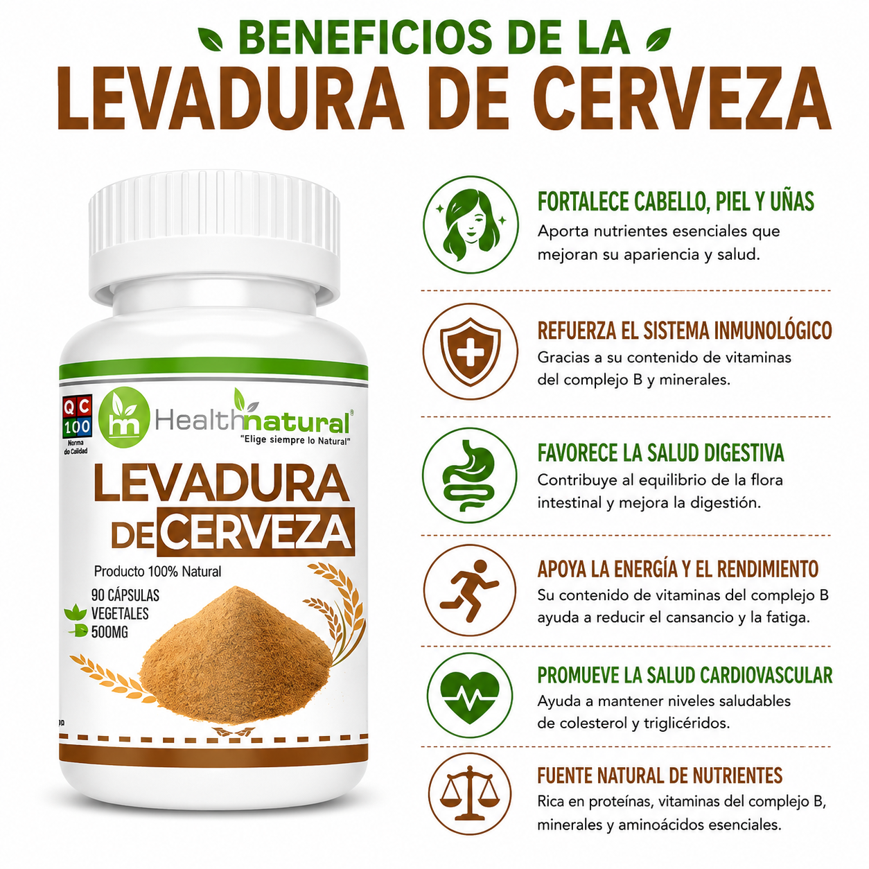 PACK 3 LEVADURA DE CERVEZA HEALTHNATURAL 1500MG - 2
