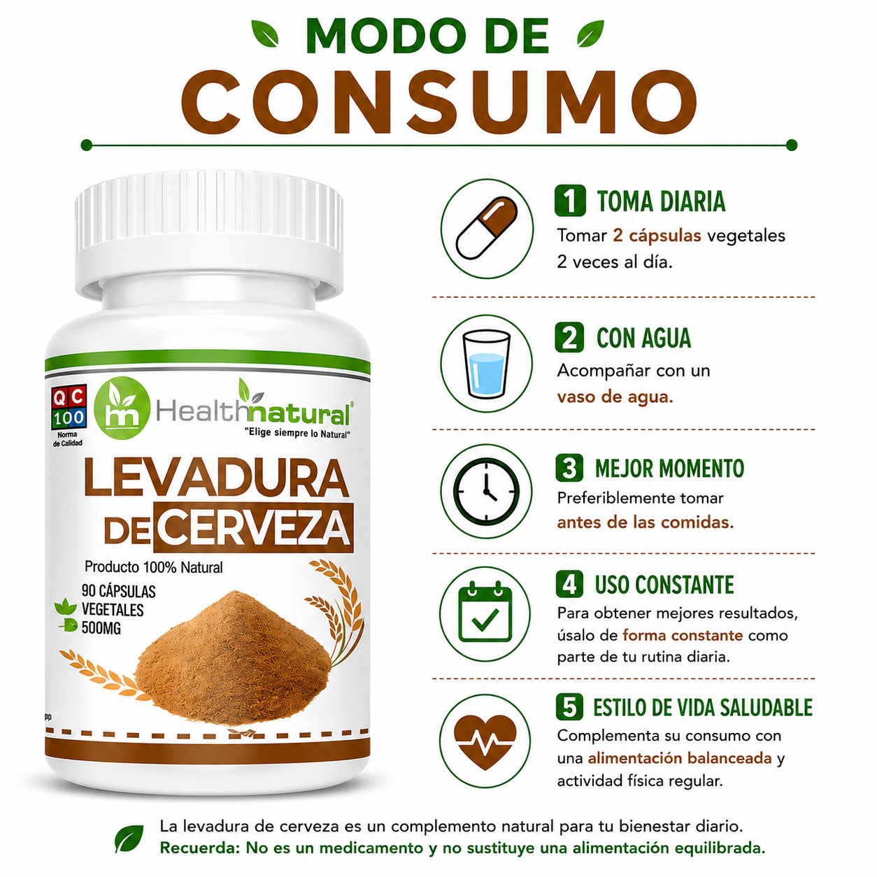 PACK 3 LEVADURA DE CERVEZA HEALTHNATURAL 1500MG - 3