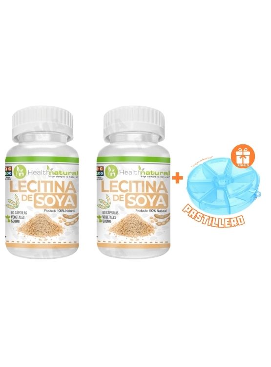 PACK 2 LECITINA DE SOYA HEALTHNATURAL 1000MG + REGALO PASTILLERO - 1