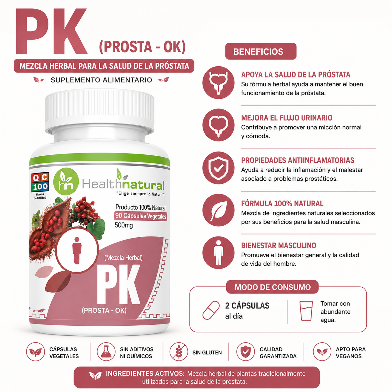 ASHWAGANDHA HEALTHNATURAL 500MG + PK(PROSTA-OK) HEALTHNATURAL 500MG - 3