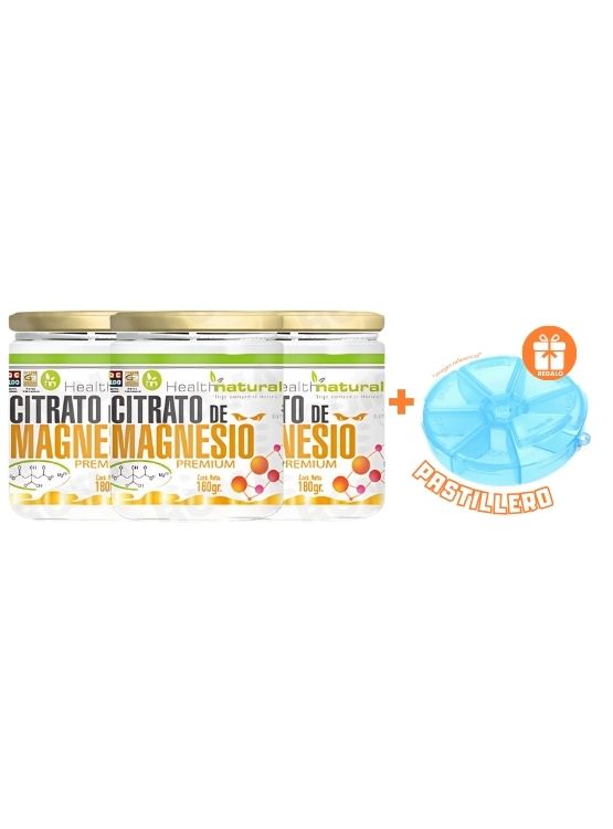 PACK 3 CITRATO DE MAGNESIO PREMIUM HEALTHNATURAL 540GR + REGALO - 1