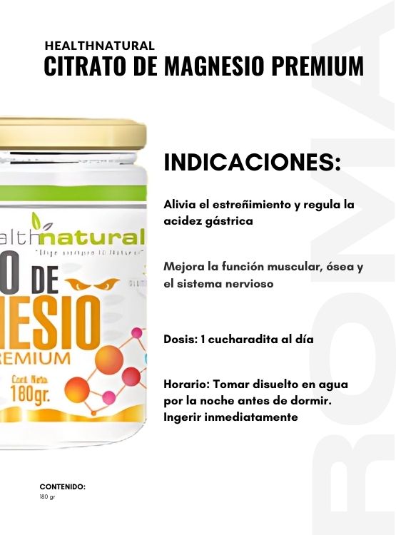 PACK 3 CITRATO DE MAGNESIO PREMIUM HEALTHNATURAL 540GR + REGALO - 3