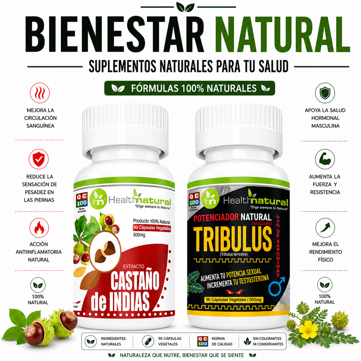 CASTAÑO DE INDIAS HEALTHNATURAL + TRIBULUS TERRESTRE HEALTHNATURAL - 1