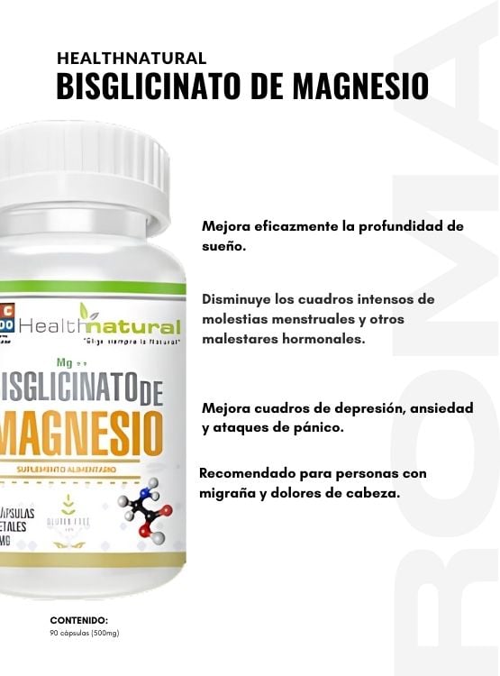 BISGLICINATO DE MAGNESIO HEALTHNATURAL 500MG + REGALO PASTILLERO - 2