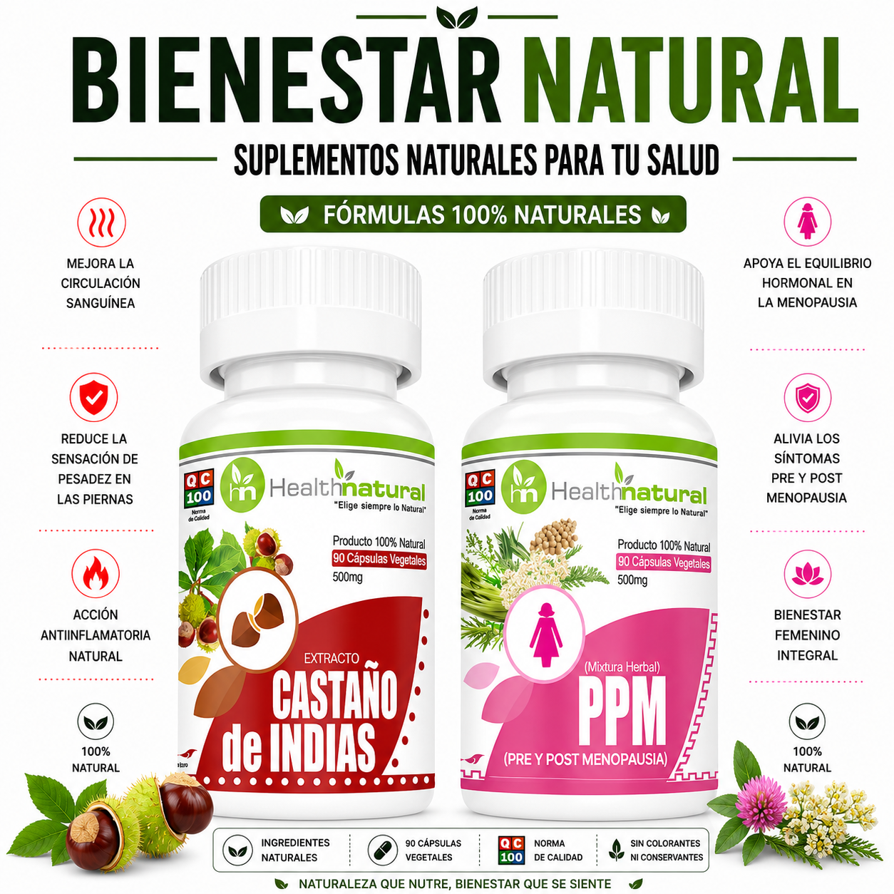 CASTAÑO DE INDIAS HEALTHNATURAL 500MG+ PPM(PRE Y POST MENOPAUSIA) HEALTHNATURAL 500MG - 1
