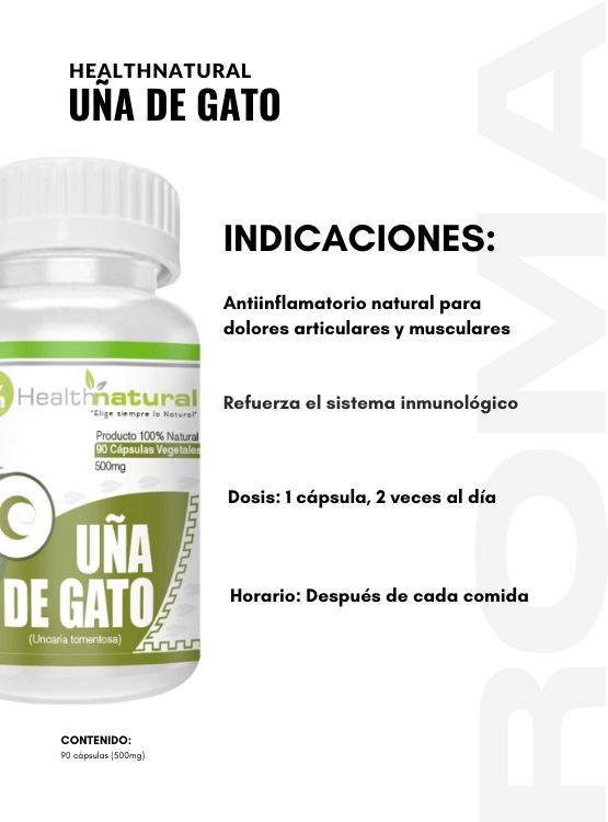 UÑA DE GATO HEALTHNATURAL 500MG + REGALO PASTILLERO - 3