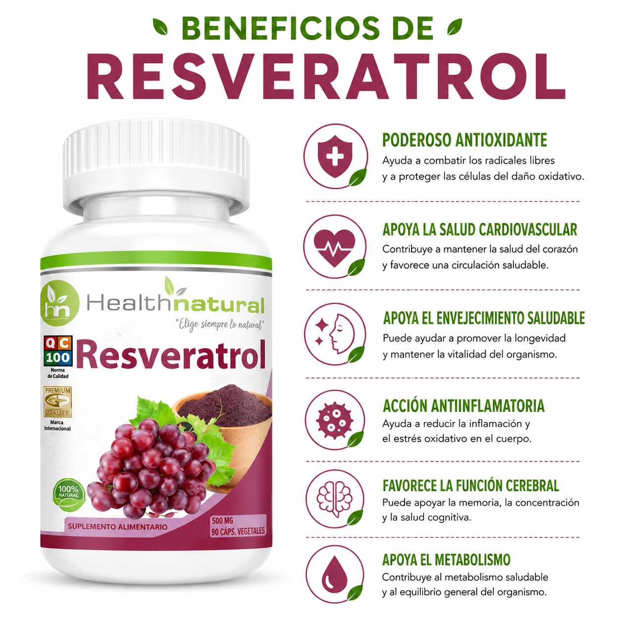 RESVERATROL HEALTHNATURAL 500MG - 2