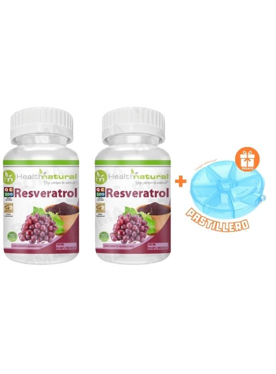 PACK 2 RESVERATROL HEALTHNATURAL 1000MG + REGALO PASTILLERO - 1