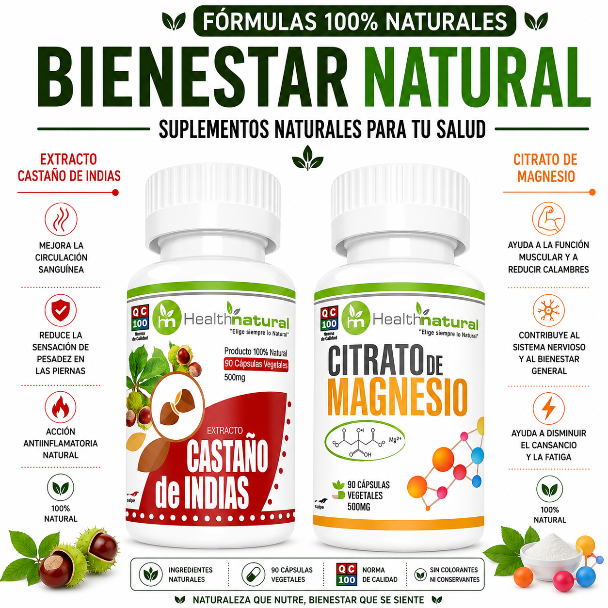 CASTAÑO DE INDIAS HEALTHNATURAL + CITRATO DE MAGNESIO HEALTHNATURAL - 1