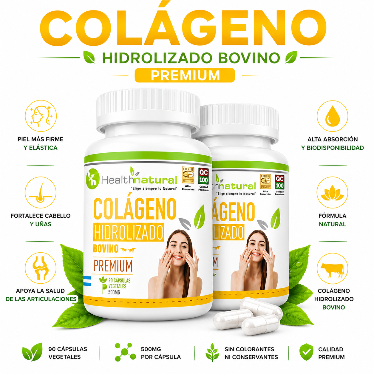 PACK 2 COLÁGENO HIDROLIZADO HEALTHNATURAL 1000MG - 1
