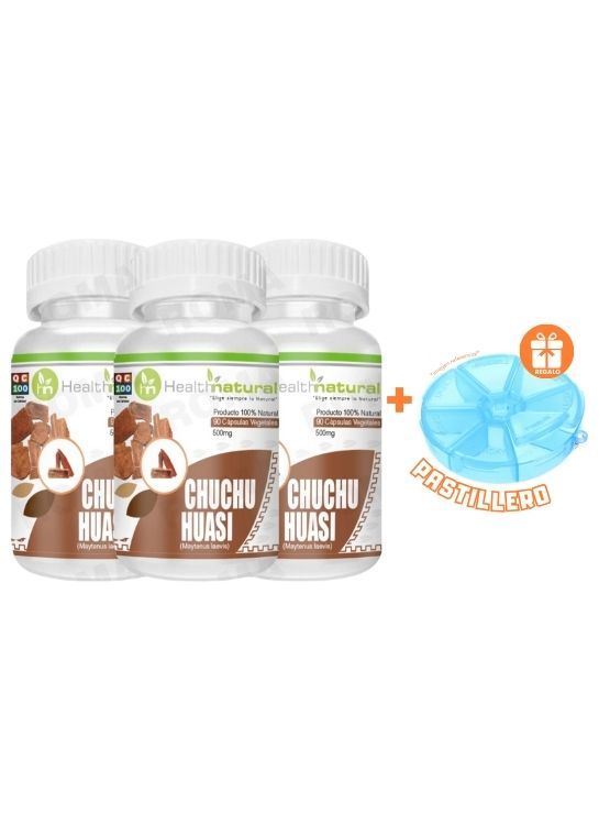 PACK 3 CHUCHUHUASI HEALTHNATURAL 1500MG + REGALO PASTILLERO - 1