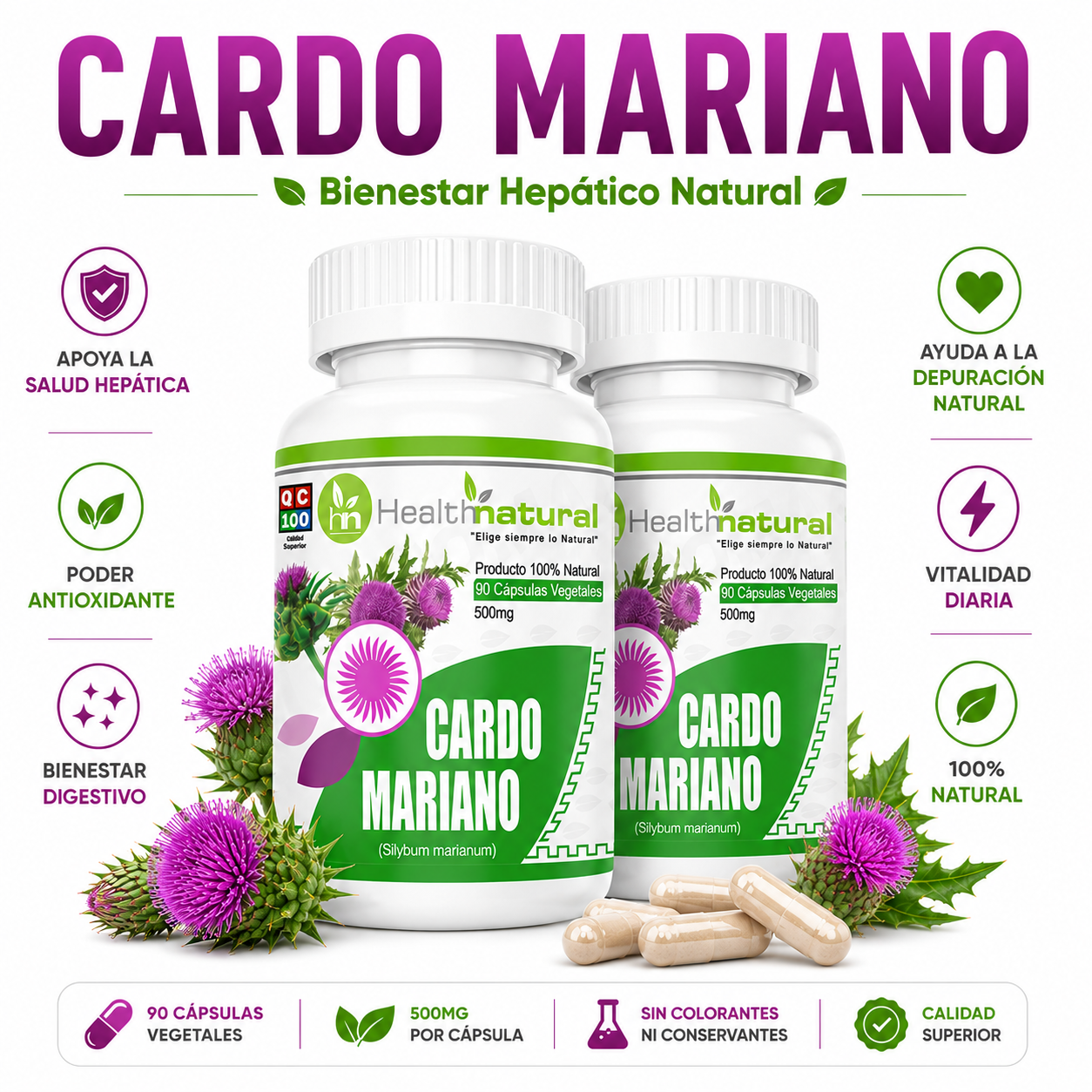 PACK 2 CARDO MARIANO HEALTHNATURAL 1000MG - 1