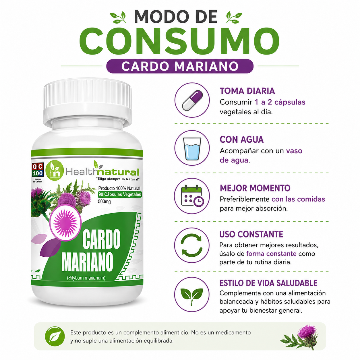 PACK 2 CARDO MARIANO HEALTHNATURAL 1000MG - 3