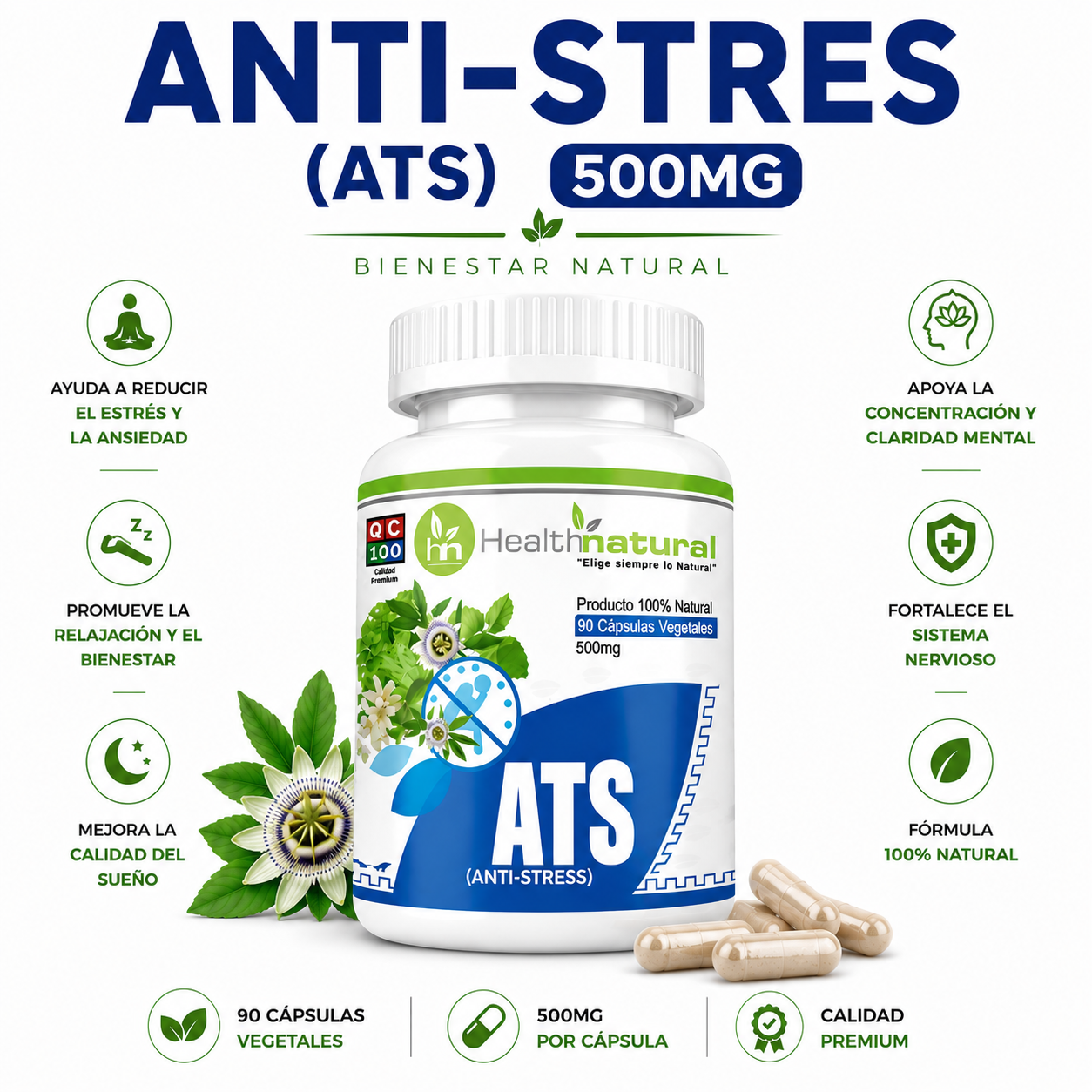 ANTI-STRES  (ATS) HEALTHNATURAL 500MG - 1
