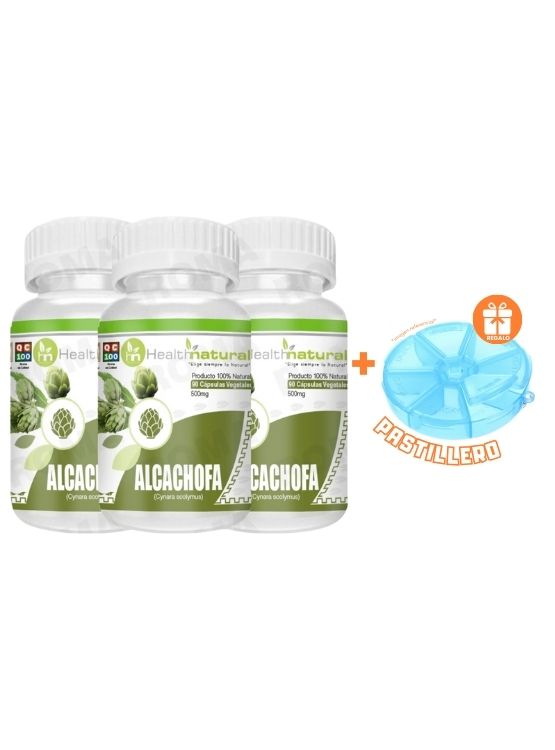 PACK 3 ALCACHOFA HEALTHNATURAL 1500MG + REGALO PASTILLERO - 1