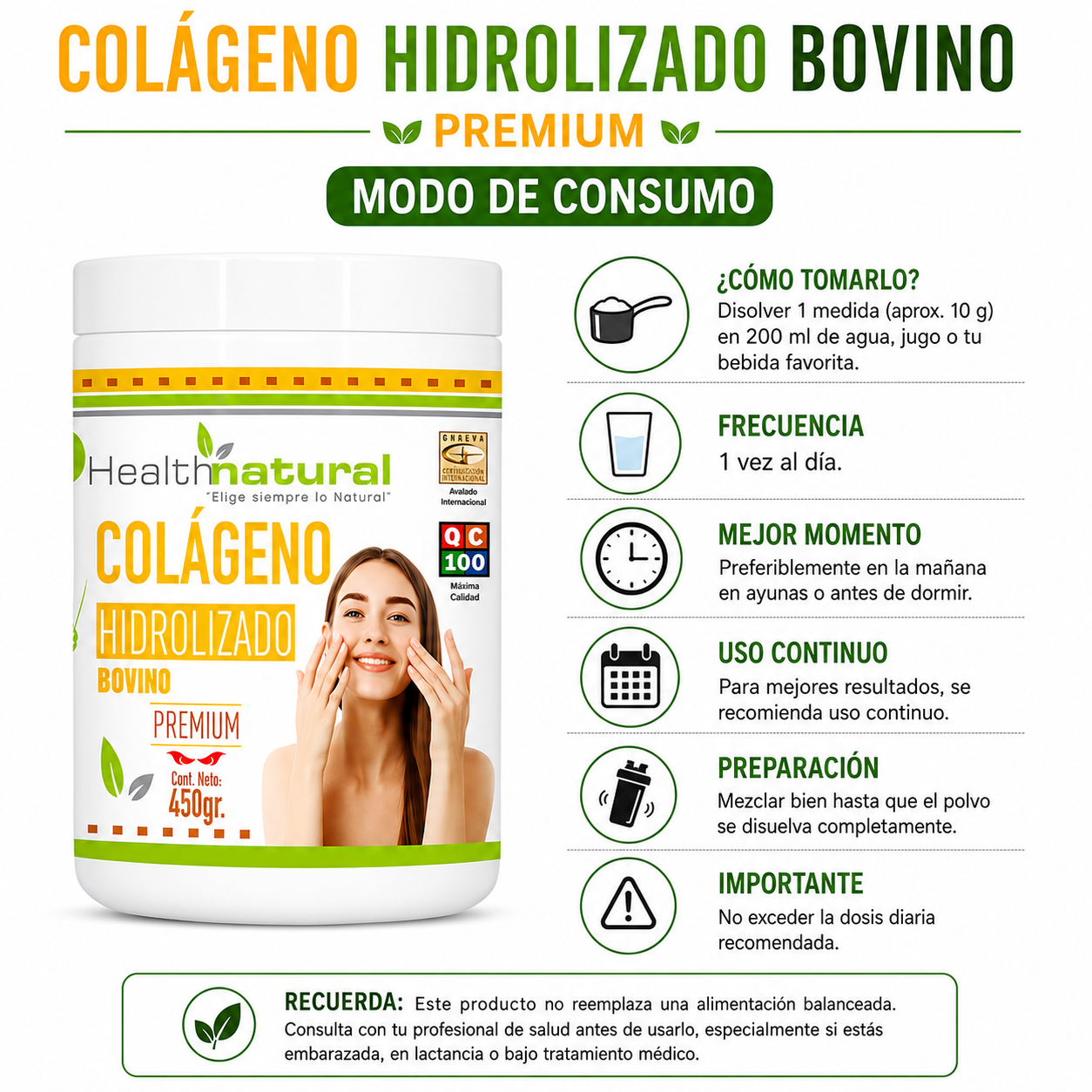 PACK 2 COLÁGENO HIDROLIZADO PREMIUM HEALTHNATURAL 900MG - 3