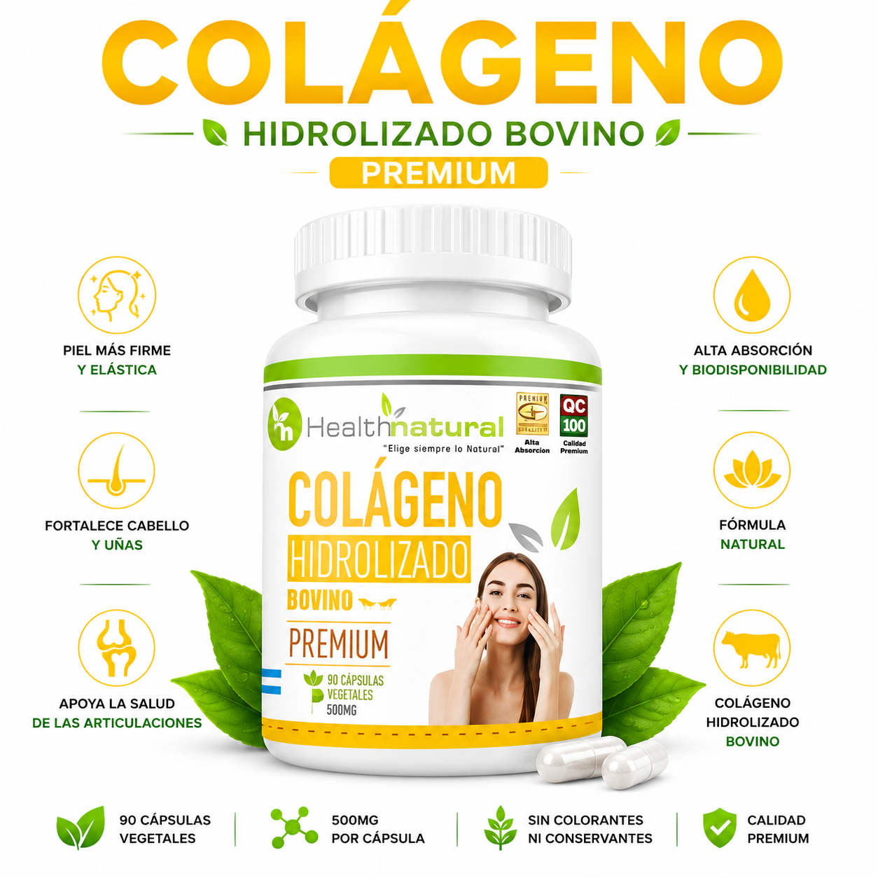 COLÁGENO HIDROLIZADO HEALTHNATURAL 500MG - 1