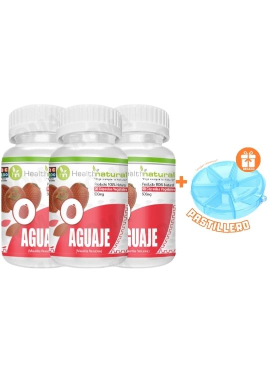 PACK 3 AGUAJE HEALTHNATURAL 1500MG + REGALO PASTILLERO - 1