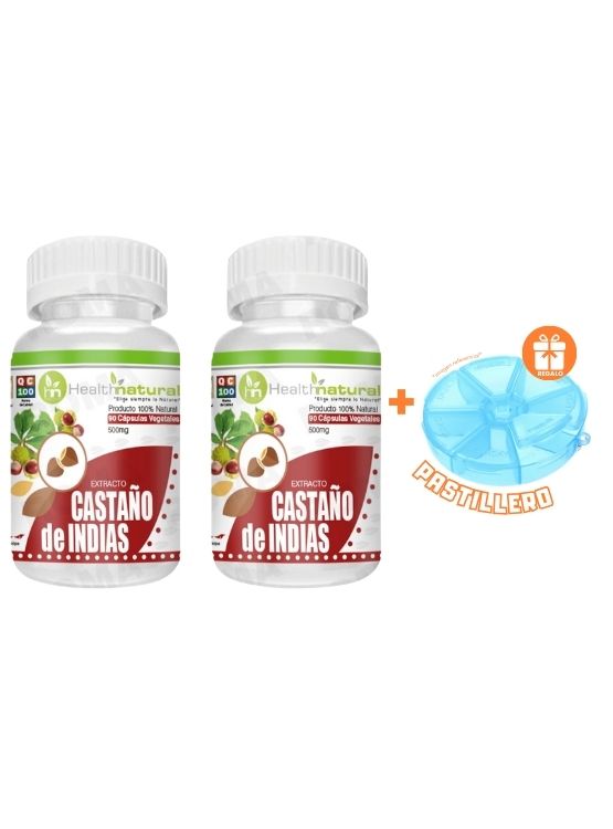 PACK 2 CASTAÑO DE INDIAS HEALTHNATURAL 1000MG + REGALO PASTILLERO - 1