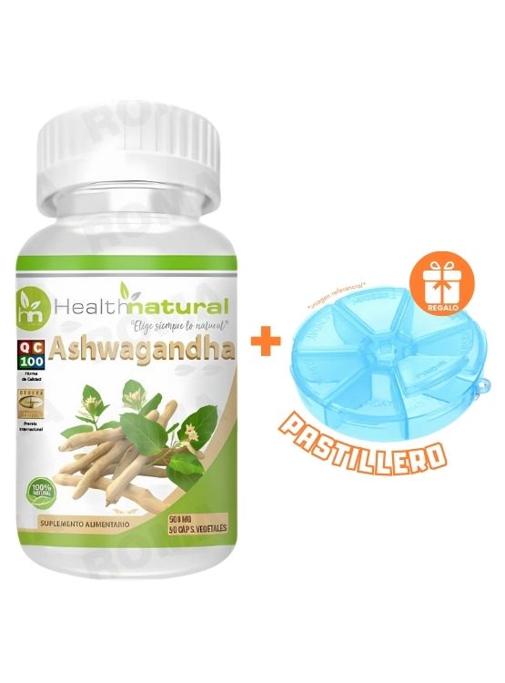 ASHWAGANDHA HEALTHNATURAL 500MG + REGALO PASTILLERO - 1